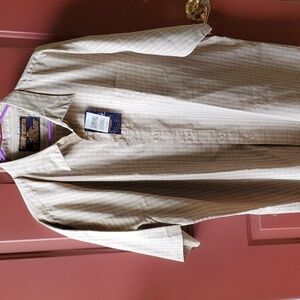 Comfort Outfitter NWT 3XL plaid light tan SS button down